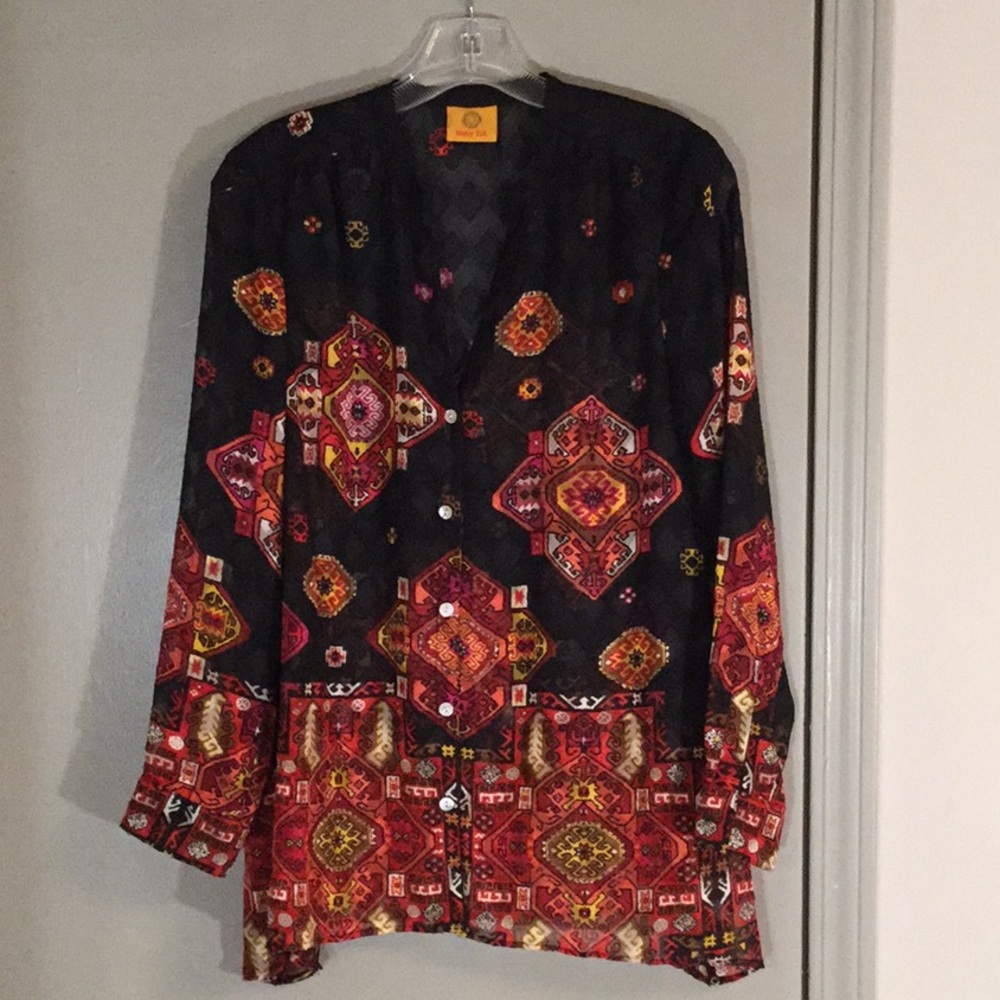 Ruby Rd Sheer Top Large EUC